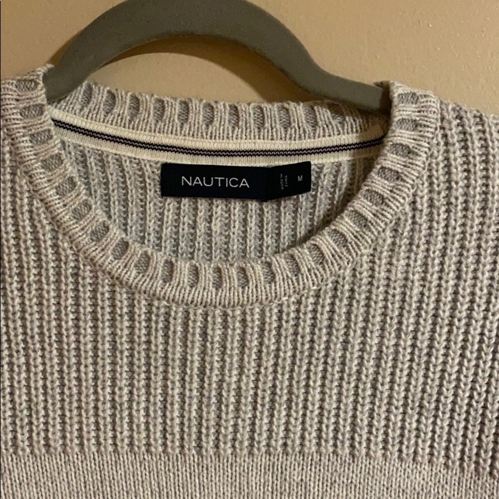 Nautica Women's Anchor Intarsia Pullover Sweater - Cotton Blend, Button Shoulder Detail